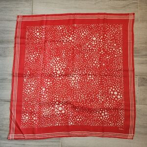 Echo scarf women's red polka dot square 100%silk handrolled luxury retro classic